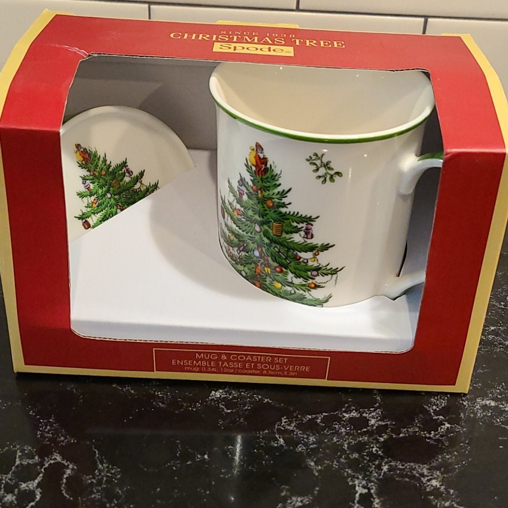 🎄 NWT Spode Christmas Tree Mug & Coaster